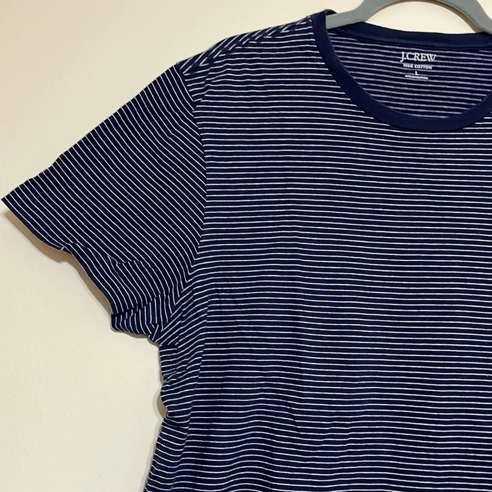 J. Crew Men's Navy Striped Shirt Sz Large
